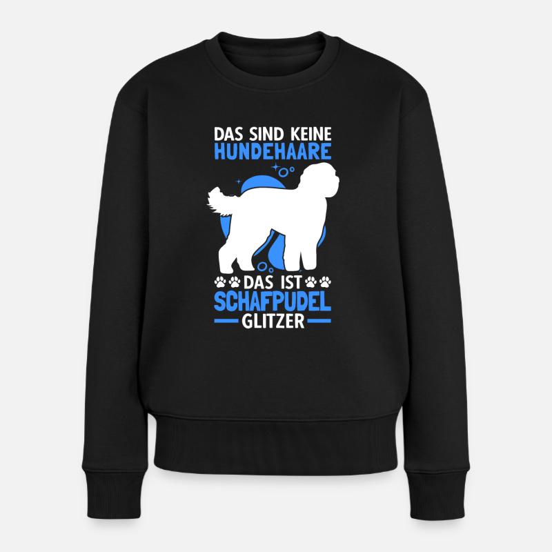 Das ist Schafpudel Glitzer altdeutscher Hütepudel - Frauen Premium Bio Pullover - Schwarz