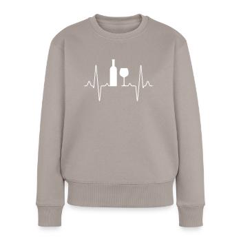 Wein Herzschlag - Frauen Premium Bio Pullover - Taupe - Vorne - Julia (174cm)