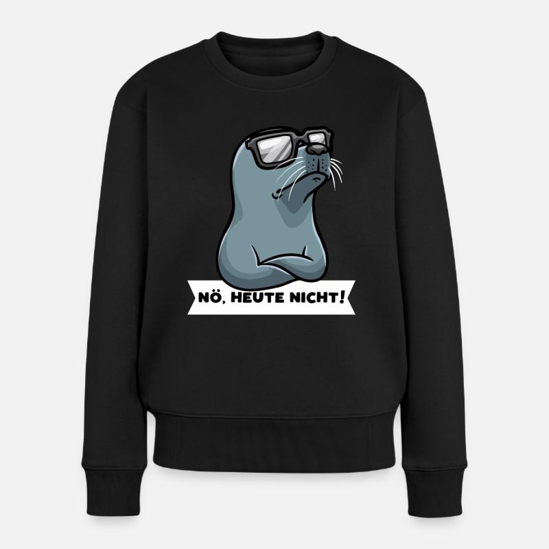 Sturer Seehund Hundsrobbe Robbe - Frauen Premium Bio Pullover - Schwarz