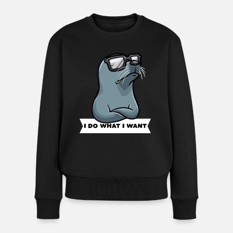 Phoque têtu Phoque de chien Phoque - Pull Premium bio Femme - noir