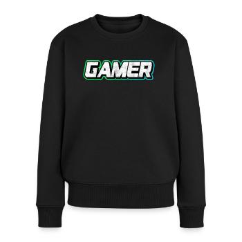Gamer - Frauen Premium Bio Pullover - Schwarz - Vorne - Julia (174cm)