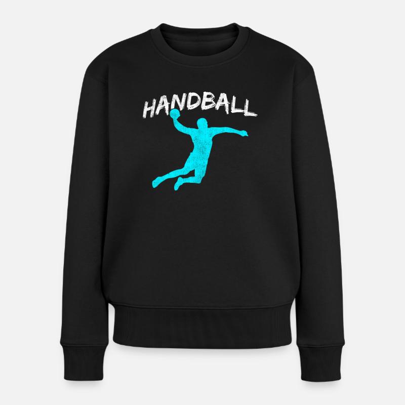 Handball - Frauen Premium Bio Pullover - Schwarz