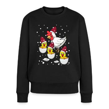 Xmas Weihnachten Mutter Huhn Hühnerstall Nikolaus - Frauen Premium Bio Pullover - Schwarz - Vorne - Julia (174cm)