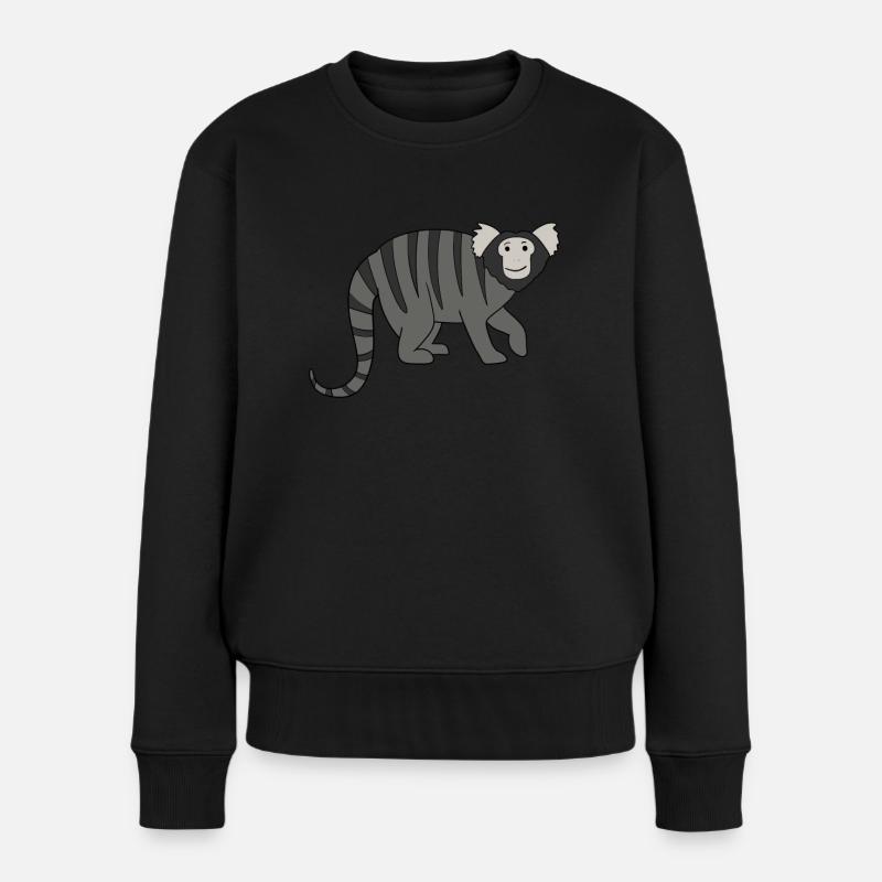 Marmosetten Affe - Frauen Premium Bio Pullover - Schwarz