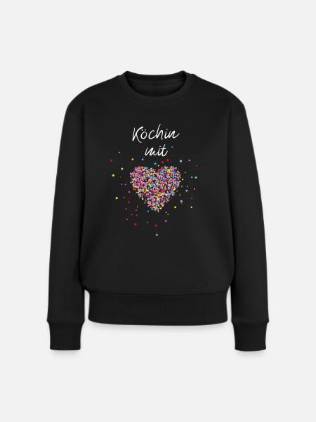 Köchin mit Herz Kochen Gastronomie Essen - Frauen Premium Bio Pullover - Schwarz