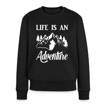 life is an adventure Motorradfahrerin Tourer Frau - Frauen Premium Bio Pullover - Schwarz - Vorne - Julia (174cm)
