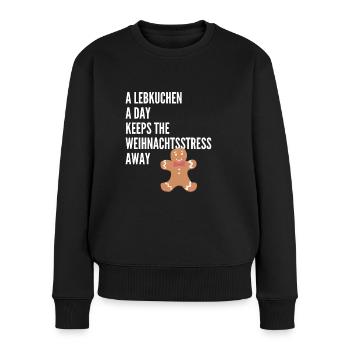 Denglischer Weihnachtsspruch Lebkuchen - Frauen Premium Bio Pullover - Schwarz - Vorne - Julia (174cm)