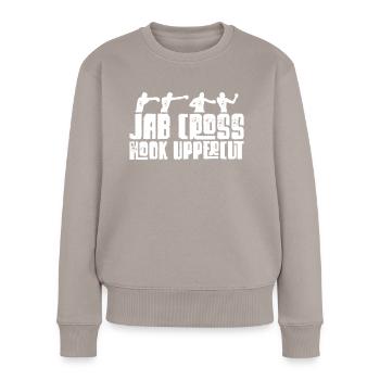 Boxen Boxer Boxhandschuhe Boxkampf Geschenk - Frauen Premium Bio Pullover - Taupe - Vorne - Julia (174cm)