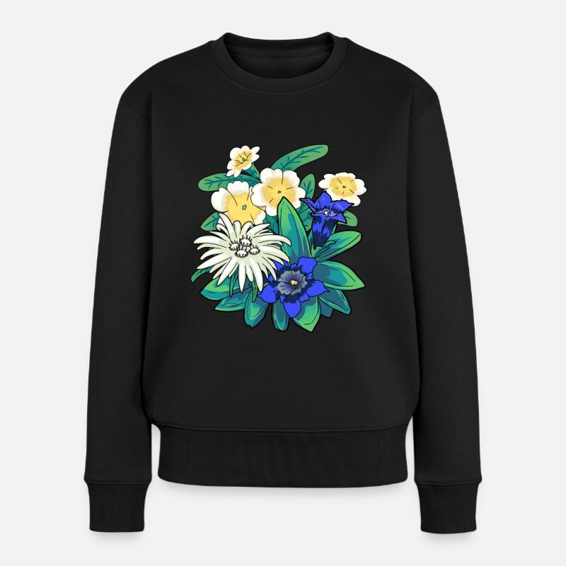 Autriche Fleurs Fleurs Montagnes Montagnes Nature Flore - Pull Premium bio Femme - noir