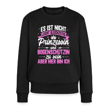 Bogenschützin Bogenschießen Geschenk Bogensport - Frauen Premium Bio Pullover - Schwarz - Vorne - Julia (174cm)