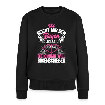 Bogenschützin Geschenk Bogenschießen Bogensport - Frauen Premium Bio Pullover - Schwarz - Vorne - Julia (174cm)