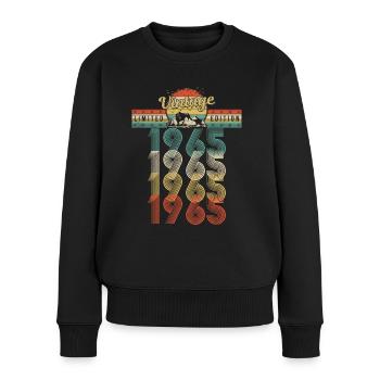 Geburtstag Jahrgang 1965 Vintage Geburtsjahr 1965 - Frauen Premium Bio Pullover - Schwarz - Vorne - Julia (174cm)
