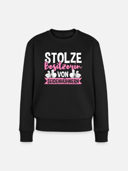 Seidenhühner Silkie Hühner Seidenhuhn Geschenk - Frauen Premium Bio Pullover - Schwarz