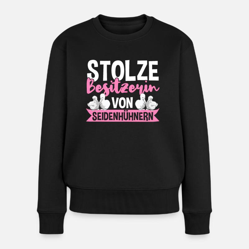 Seidenhühner Silkie Hühner Seidenhuhn Geschenk - Frauen Premium Bio Pullover - Schwarz