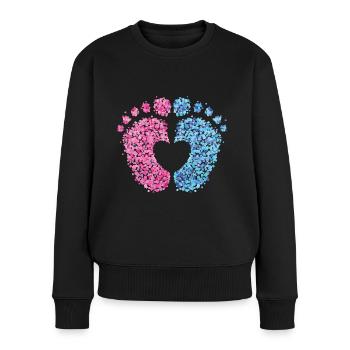 Grossesse Mère Maman Bébé Pieds - Pull Premium bio Femme - noir - Devant - Julia (174cm)
