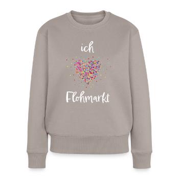 Flohmarkt Herz Schnäppchenjagd Geschenk - Frauen Premium Bio Pullover - Taupe - Vorne - Julia (174cm)
