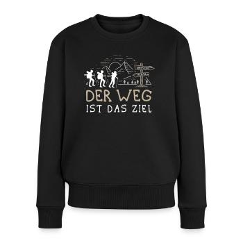 Buen Camino Alpenüberquerung Oberstdorf Meran E5 - Frauen Premium Bio Pullover - Schwarz - Vorne - Julia (174cm)