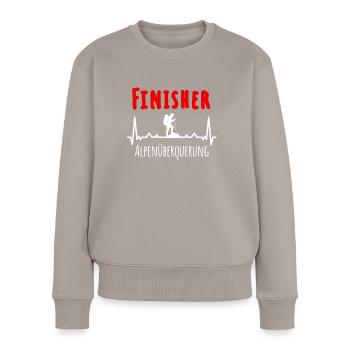 Alpenüberquerung Finisher Alpen Wandern - Frauen Premium Bio Pullover - Taupe - Vorne - Julia (174cm)