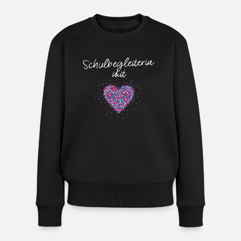 Schulbegleiterin mit Herz Kinder - Frauen Premium Bio Pullover - Schwarz