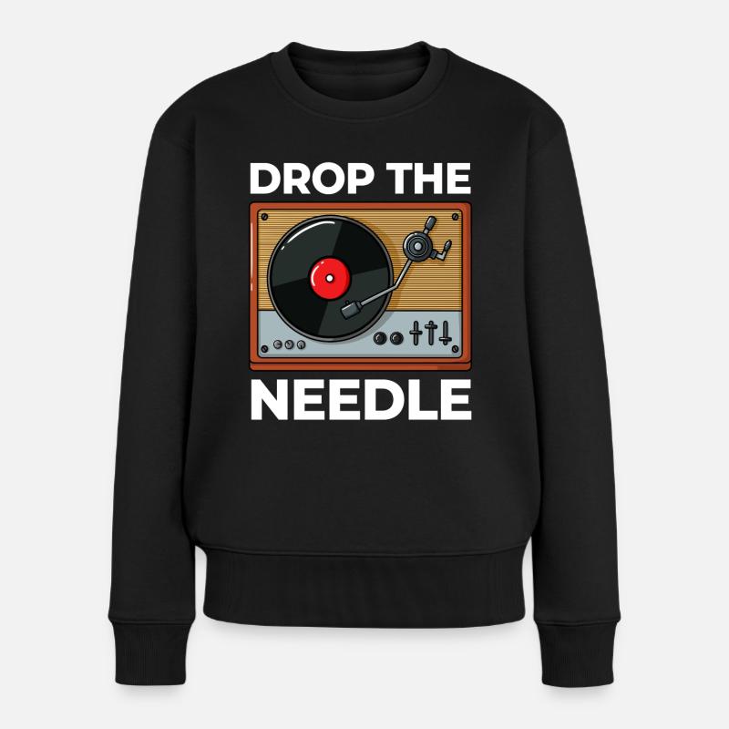 Disques de tourne-disques sur platine - Pull Premium bio Femme - noir