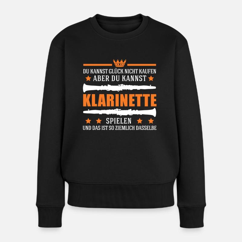 Klarinette Glück Klarinettist Blasorchester - Frauen Premium Bio Pullover - Schwarz