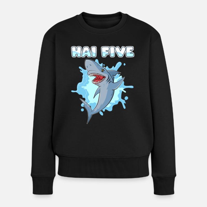 Hai Five Haifisch - Frauen Premium Bio Pullover - Schwarz