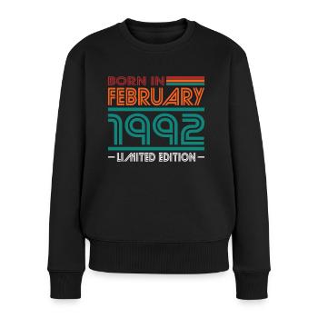 30. Geburtstag Jahrgang 1992 Born in Februar 1992 - Frauen Premium Bio Pullover - Schwarz - Vorne - Julia (174cm)