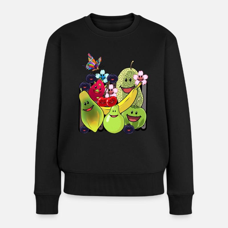 Sommerzeit Früchte Obst Vegetarisch Küche Frucht - Frauen Premium Bio Pullover - Schwarz