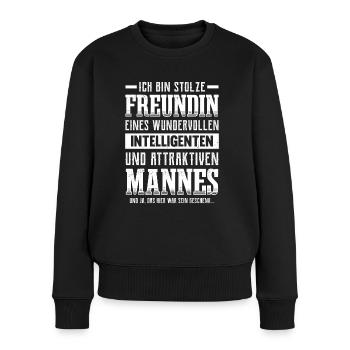 Stolze Freundin Liebesbeweis Pärchen - Frauen Premium Bio Pullover - Schwarz - Vorne - Julia (174cm)