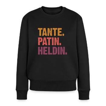 Tante Patin Heldin - Frauen Premium Bio Pullover - Schwarz - Vorne - Julia (174cm)