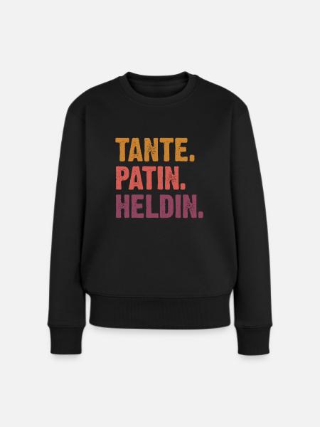 Tante Patin Heldin - Frauen Premium Bio Pullover - Schwarz