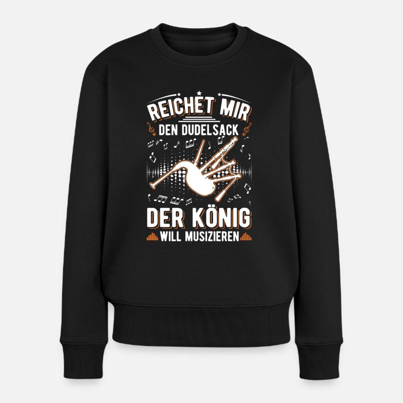Dudelsack König Dudelsackspieler - Frauen Premium Bio Pullover - Schwarz