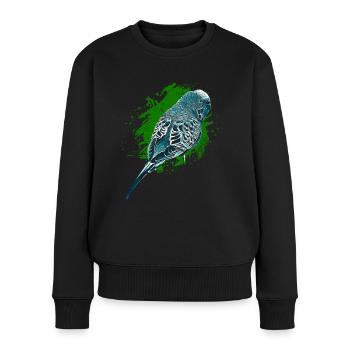 Perruche ondulée - Pull Premium bio Femme - noir - Devant - Julia (174cm)