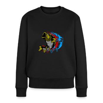 Sandre Poissons Prédateurs Pêcheurs Nature - Pull Premium bio Femme - noir - Devant - Julia (174cm)