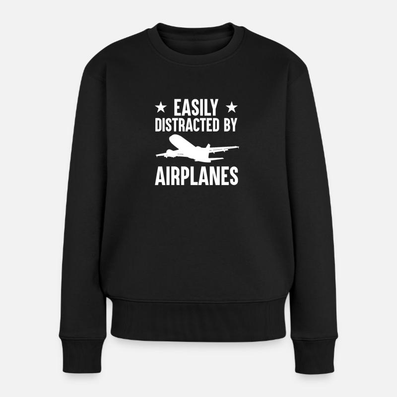 Flugzeug Flugplatz Flughafen - Frauen Premium Bio Pullover - Schwarz