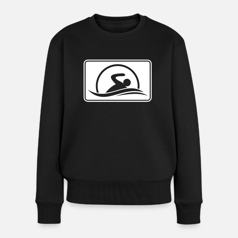 Schwimmen Schwimmer Logo - Frauen Premium Bio Pullover - Schwarz