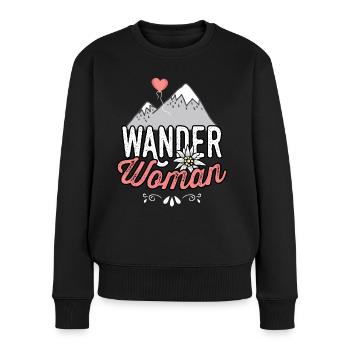 Wander Woman T-Shirt Damen Wandern Shirt Damen - Frauen Premium Bio Pullover - Schwarz - Vorne - Julia (174cm)