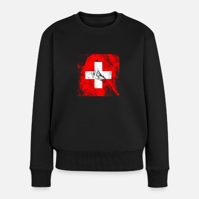 Schweiz - Frauen Premium Bio Pullover - Schwarz