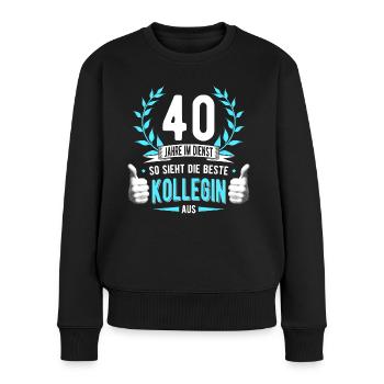 40 Jahre Dienst Kollege Dienstjubiläum Kollegin - Frauen Premium Bio Pullover - Schwarz - Vorne - Julia (174cm)