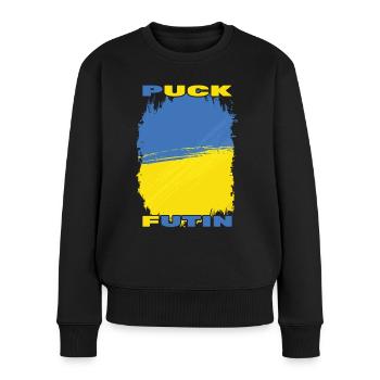 Puck Futin - Ukraine Ukrajina - Free Ukraine - Frauen Premium Bio Pullover - Schwarz - Vorne - Julia (174cm)