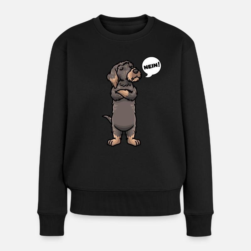 Rauhaardackel Dackel Hund - Frauen Premium Bio Pullover - Schwarz