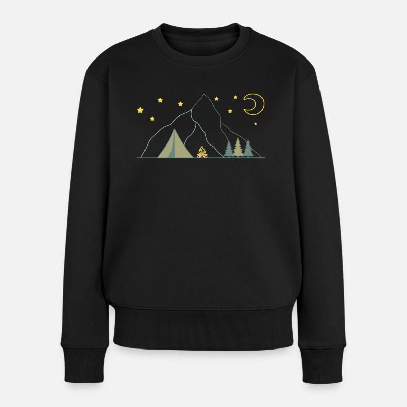 In den Bergen Zelten - Frauen Premium Bio Pullover - Schwarz