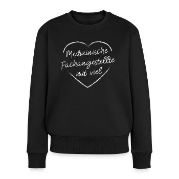 Medizinische Fachangestellte mit Herz - Frauen Premium Bio Pullover - Schwarz - Vorne - Julia (174cm)