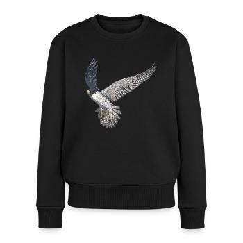 Vogel Fliegender Wanderfalke - Frauen Premium Bio Pullover - Schwarz - Vorne - Julia (174cm)