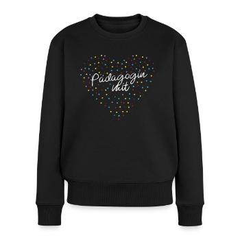 Pädagogin Mit Herz Kindertagesstätte - Frauen Premium Bio Pullover - Schwarz - Vorne - Julia (174cm)