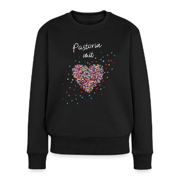 Pastorin Mit Herz Predigerin Christin - Frauen Premium Bio Pullover - Schwarz - Vorne - Julia (174cm)