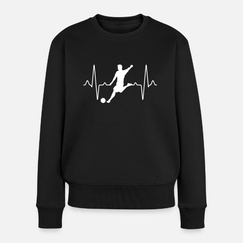 Fußball Herzschlag - Frauen Premium Bio Pullover - Schwarz