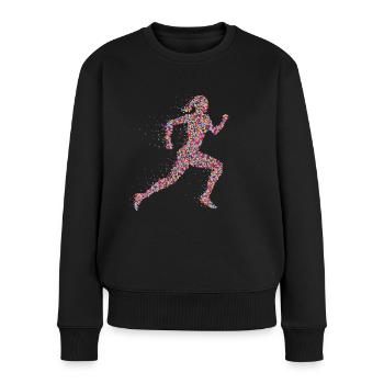 Joggerin Läuferin Sport Fitness Joggen - Frauen Premium Bio Pullover - Schwarz - Vorne - Julia (174cm)