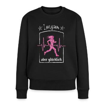 Runner Jogging Running Sport Heartbeat - Women's Premium Organic Jumper - black - Front - Julia (174cm)