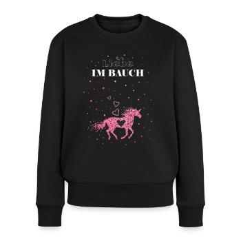 Einhorn Schwangerschaft Babybauch - Frauen Premium Bio Pullover - Schwarz - Vorne - Julia (174cm)